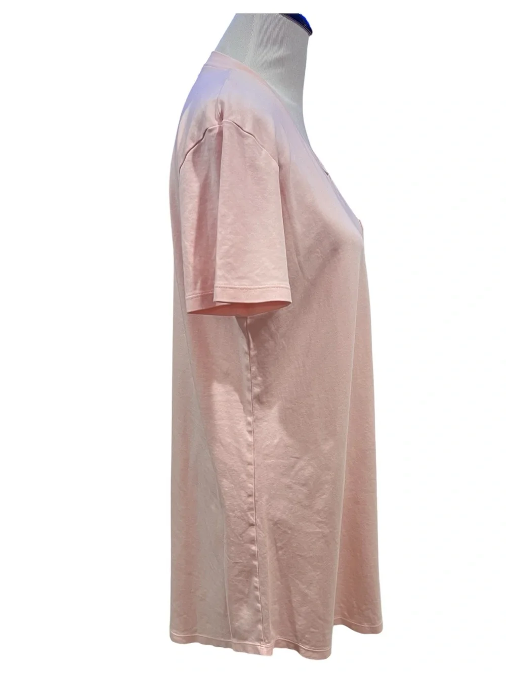 Cotn Collection Pink Short Sleeve V Neck Nightshirt Size Large
